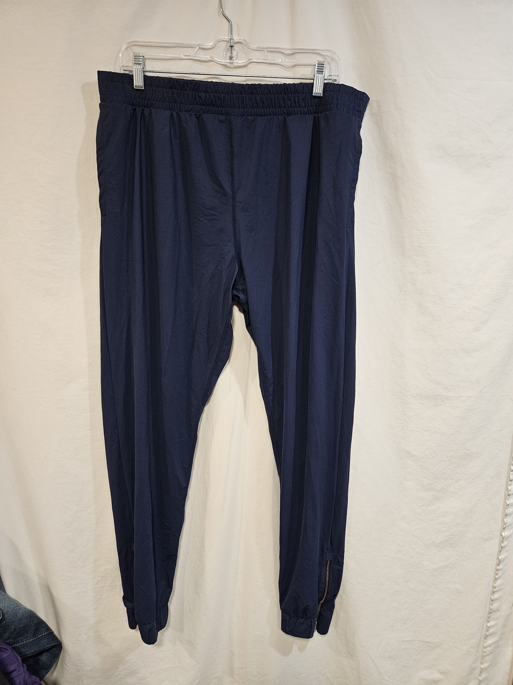 Elastic-Waist Navy Jogger Pants for Women